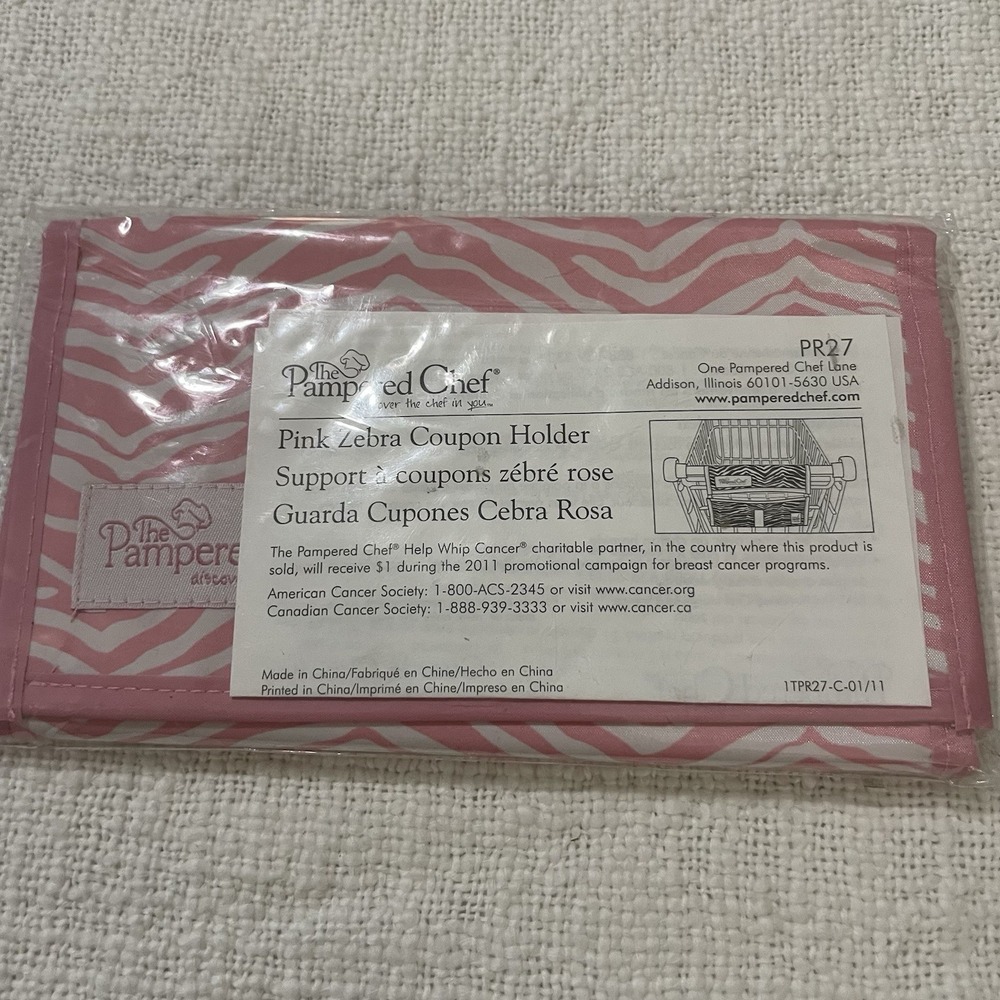 NewPackage Pampered Chef Pink Zebra Coupon Holder Breast Cancer Awareness